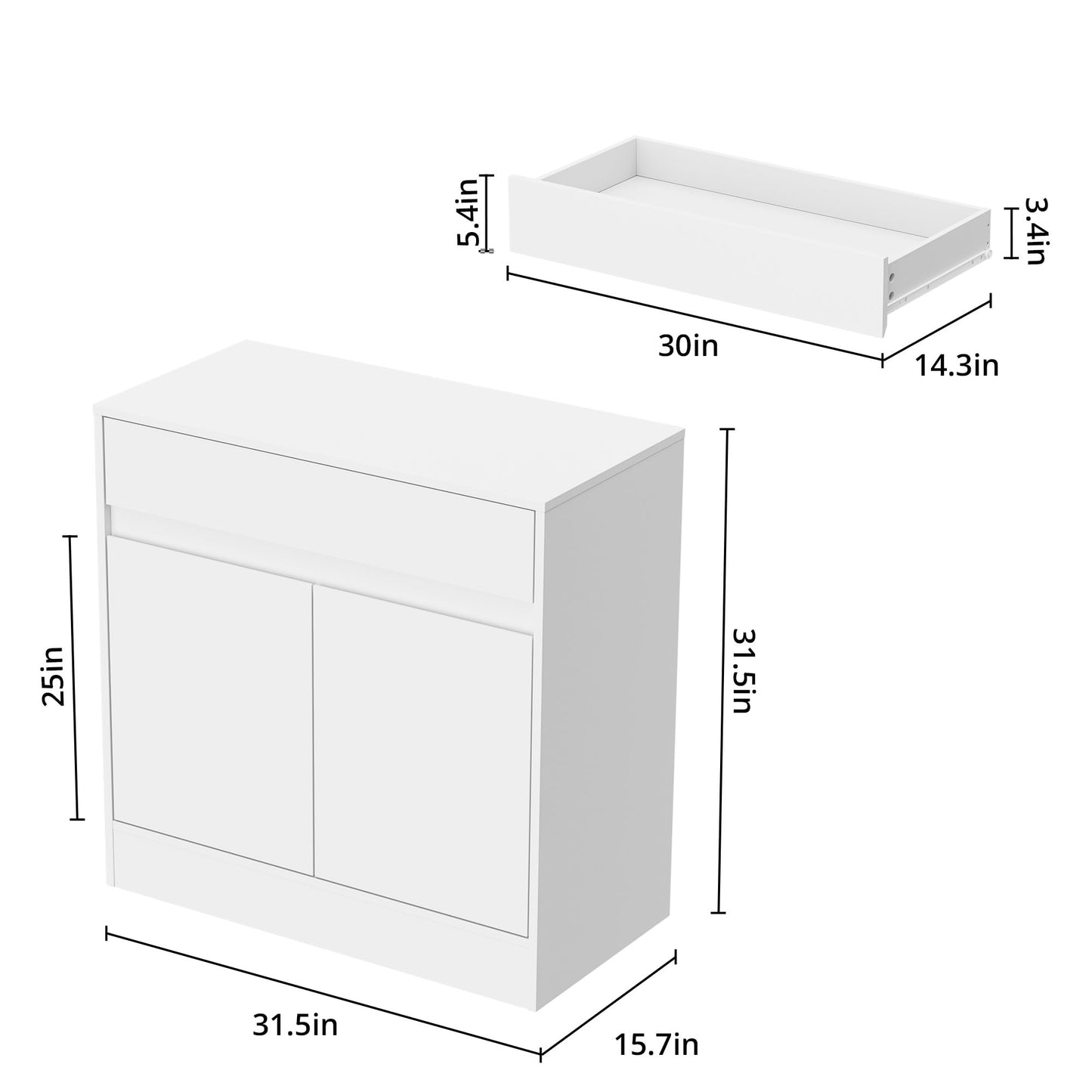 Buffet Cabinet with 2 Doors, Drawer, and Adjustable Shelf, Modern Kitchen Sideboard Coffee Bar for Living Room or Kitchen, White