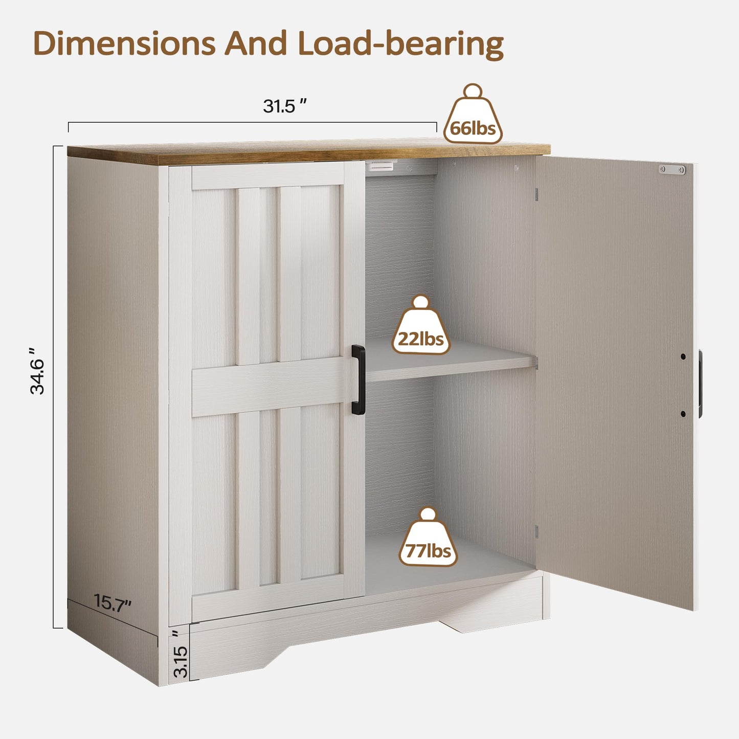 Sideboard Buffet Cabinet, Modern Farmhouse Kitchen Storage Cabinet, Small Modular Accent Cabinet Coffee Station Bar Media Console Table Credenza for Kitchen Dining Room, Living Room Entryway Hallway