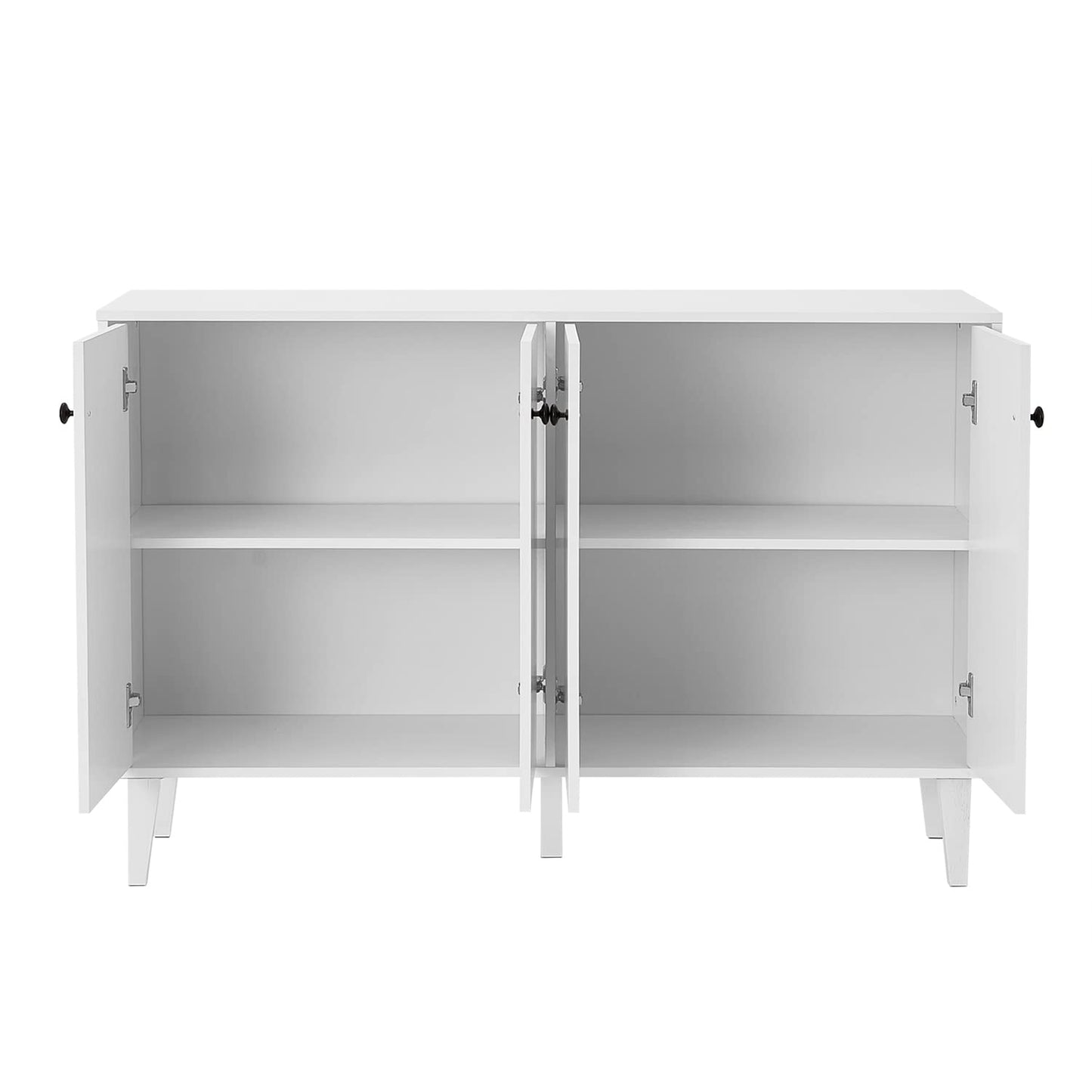 White Sideboard Buffet Cabinet with 4 Doors, Kitchen and Living Room Storage Console Table