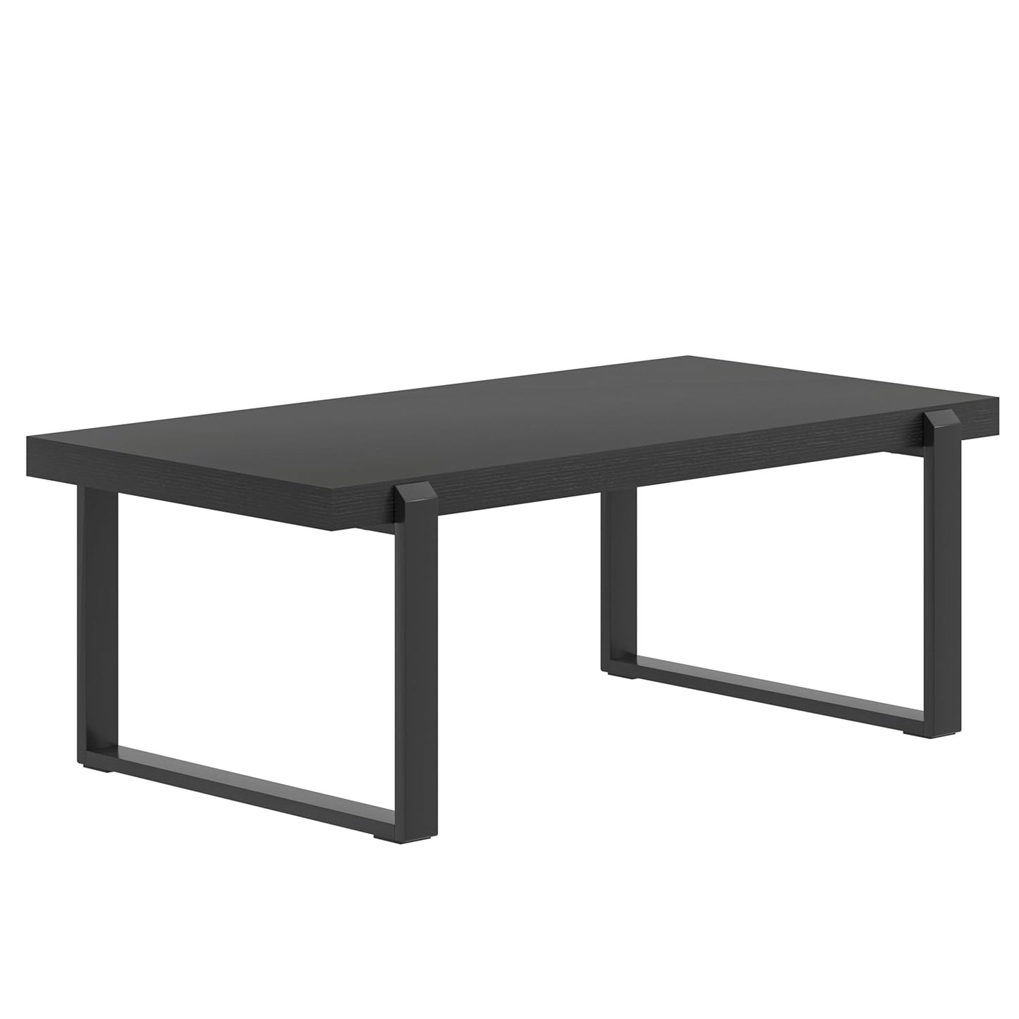 FOLUBAN 47" Black Coffee Table – Modern Industrial Wood and Metal Rectangle Center Table for Living Room