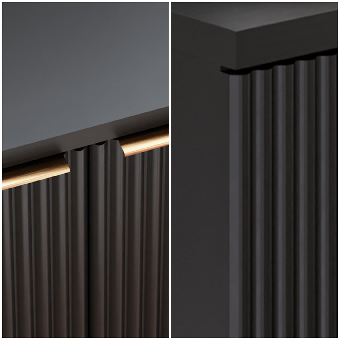 Fluted Buffet Cabinet with Doors and Shelves, Modern Wood Sideboard Coffee Bar Storage for Kitchen, Dining, or Living Room, Black