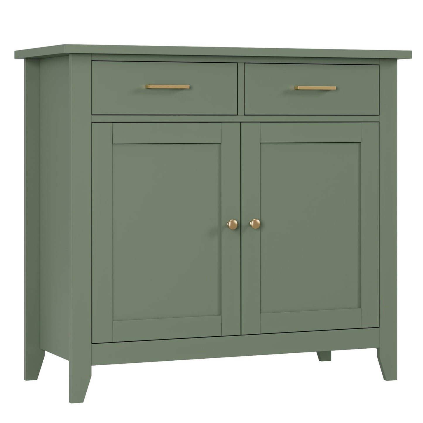 HORSTORS Modern Farmhouse Buffet Cabinet with Storage, Kitchen Sideboard Coffee Bar with 2 Drawers and 2 Doors, Floor Storage Cabinet for Living Room, Dining Room, or Bathroom, Green