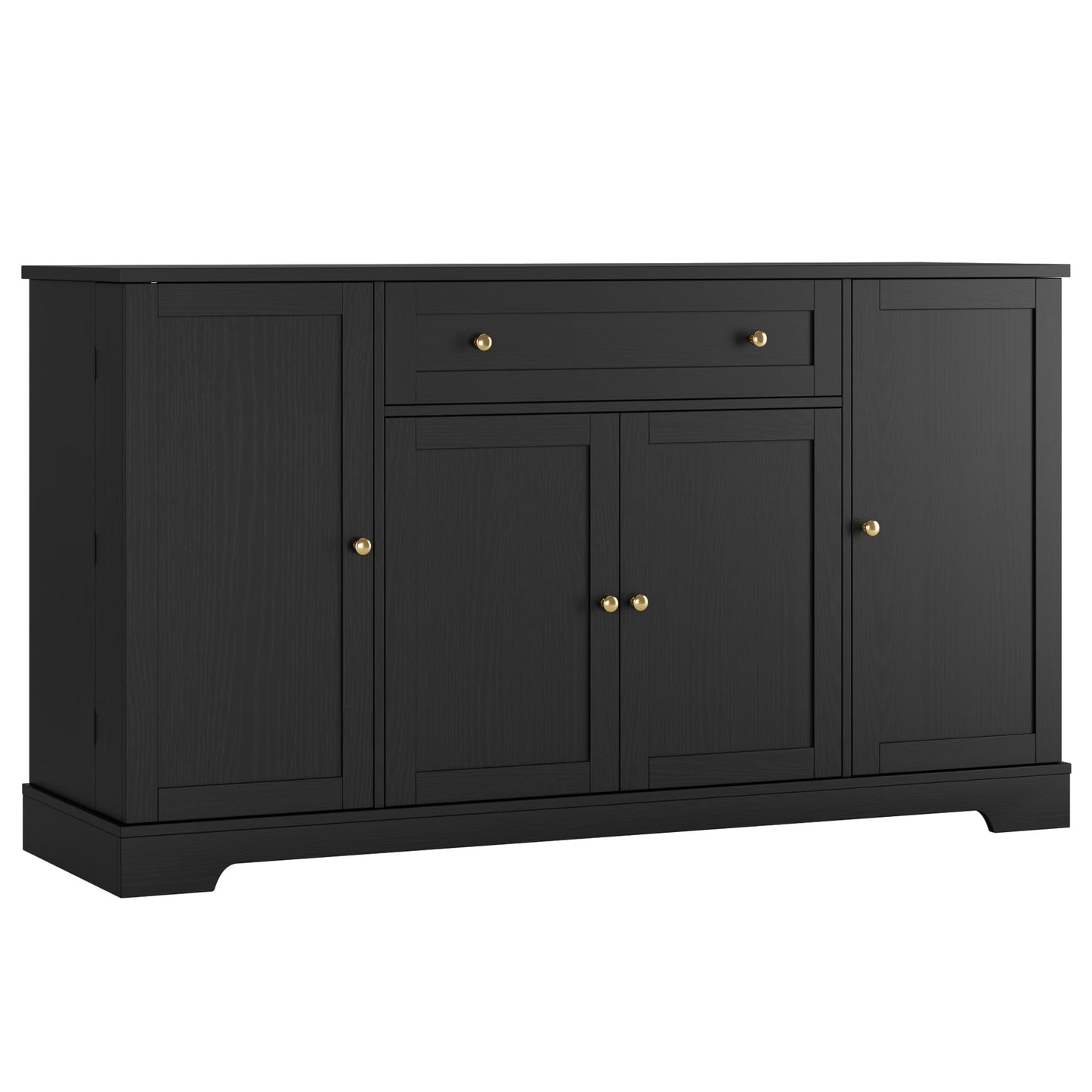 **HITHOS 54" Modern Buffet Cabinet with Storage, Black Kitchen Sideboard with Drawer, Wood Coffee Bar with Adjustable Shelves for Living Room**