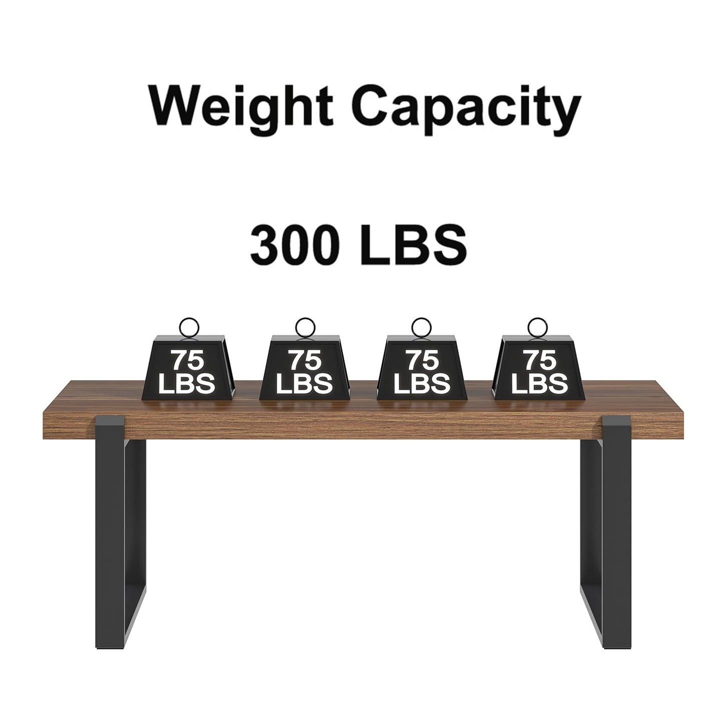 FOLUBAN 47" Modern Coffee Table – Rustic Walnut Wood and Metal Industrial Rectangle Center Table for Living Room