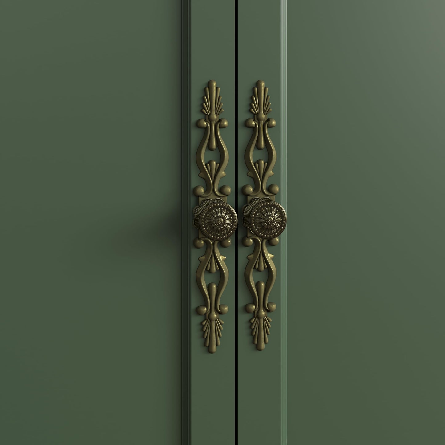 58" Large Sideboard Buffet Cabinet with Storage, Modern Credenza Coffee Bar Cabinet with Artistic Carved Handles for Dining or Living Room, Satin Black