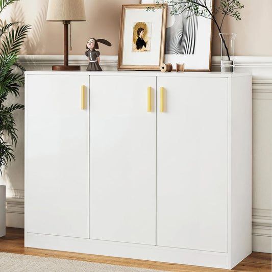 Buffet Cabinet with Doors and Shelves, 35.4" Tall Wood Sideboard Console Table for Kitchen, Living Room, Entryway, or Hallway, White