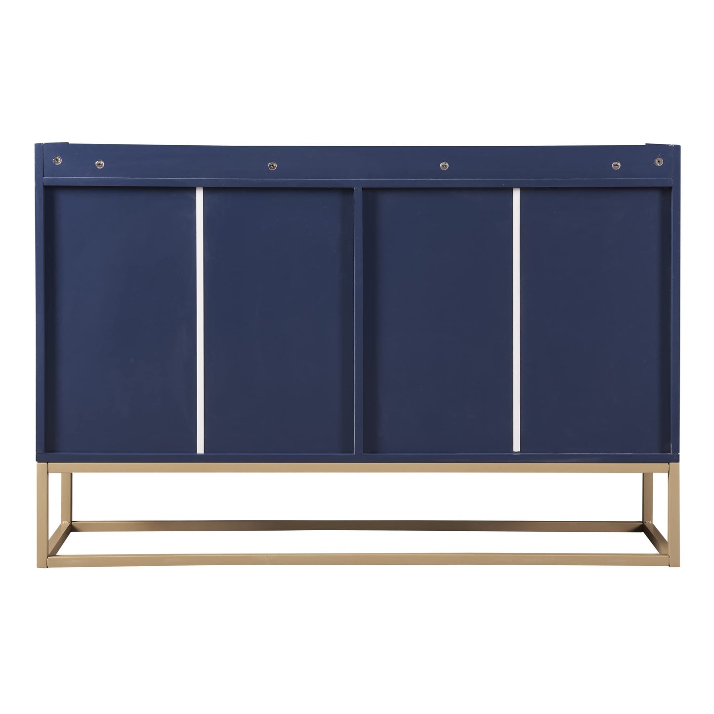 Modern Wood Sideboard Buffet Cabinet with Doors, Adjustable Shelves, and Metal Base, Kitchen Storage for Small Spaces, Navy Blue