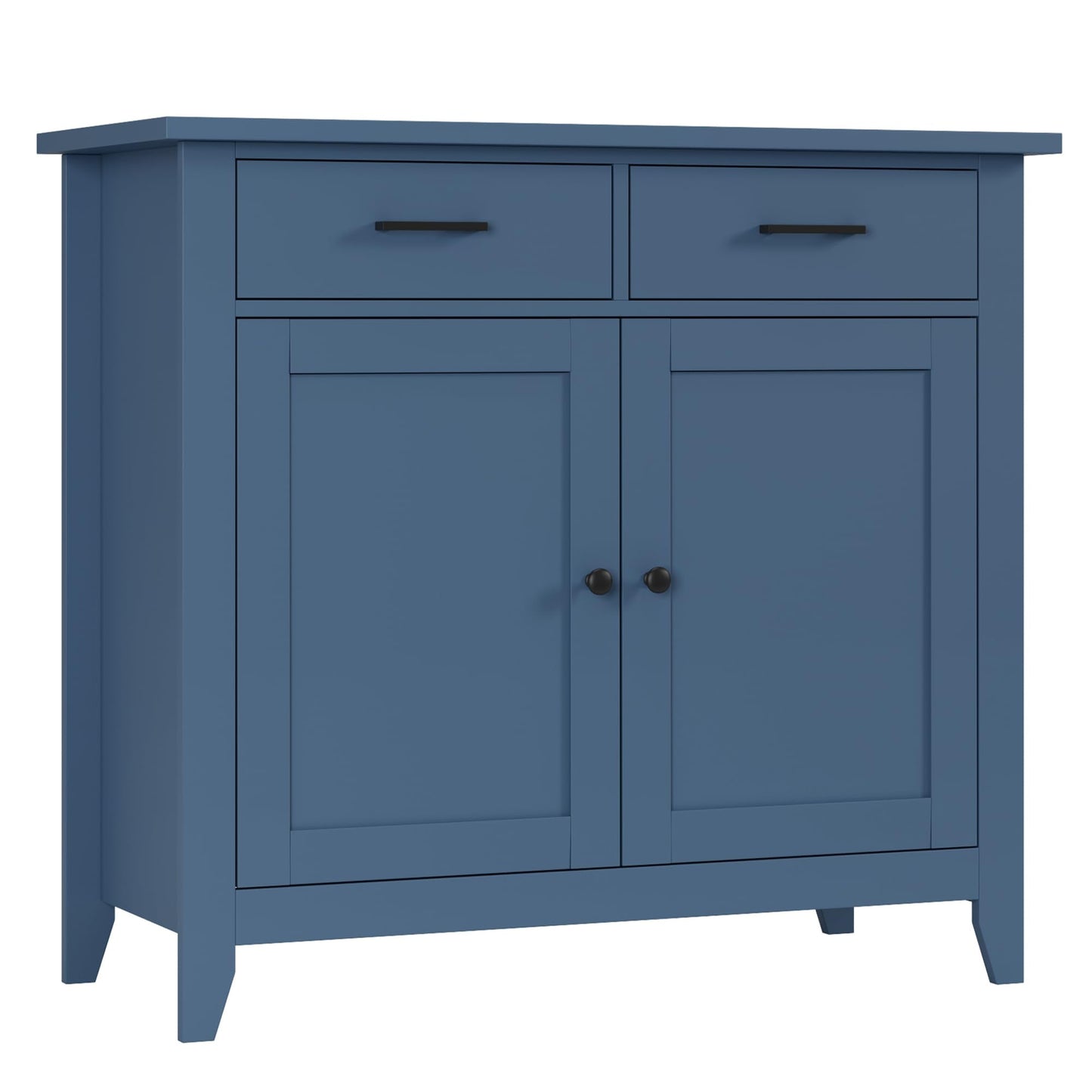 HORSTORS Modern Farmhouse Buffet Cabinet with Storage, Kitchen Sideboard Coffee Bar with 2 Drawers and 2 Doors, Floor Storage Cabinet for Living Room, Dining Room, or Bathroom, Blue