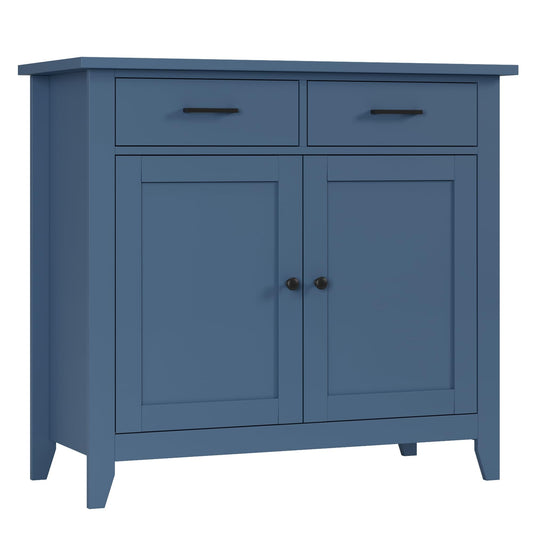 HORSTORS Modern Farmhouse Buffet Cabinet with Storage, Kitchen Sideboard Coffee Bar with 2 Drawers and 2 Doors, Floor Storage Cabinet for Living Room, Dining Room, or Bathroom, Blue