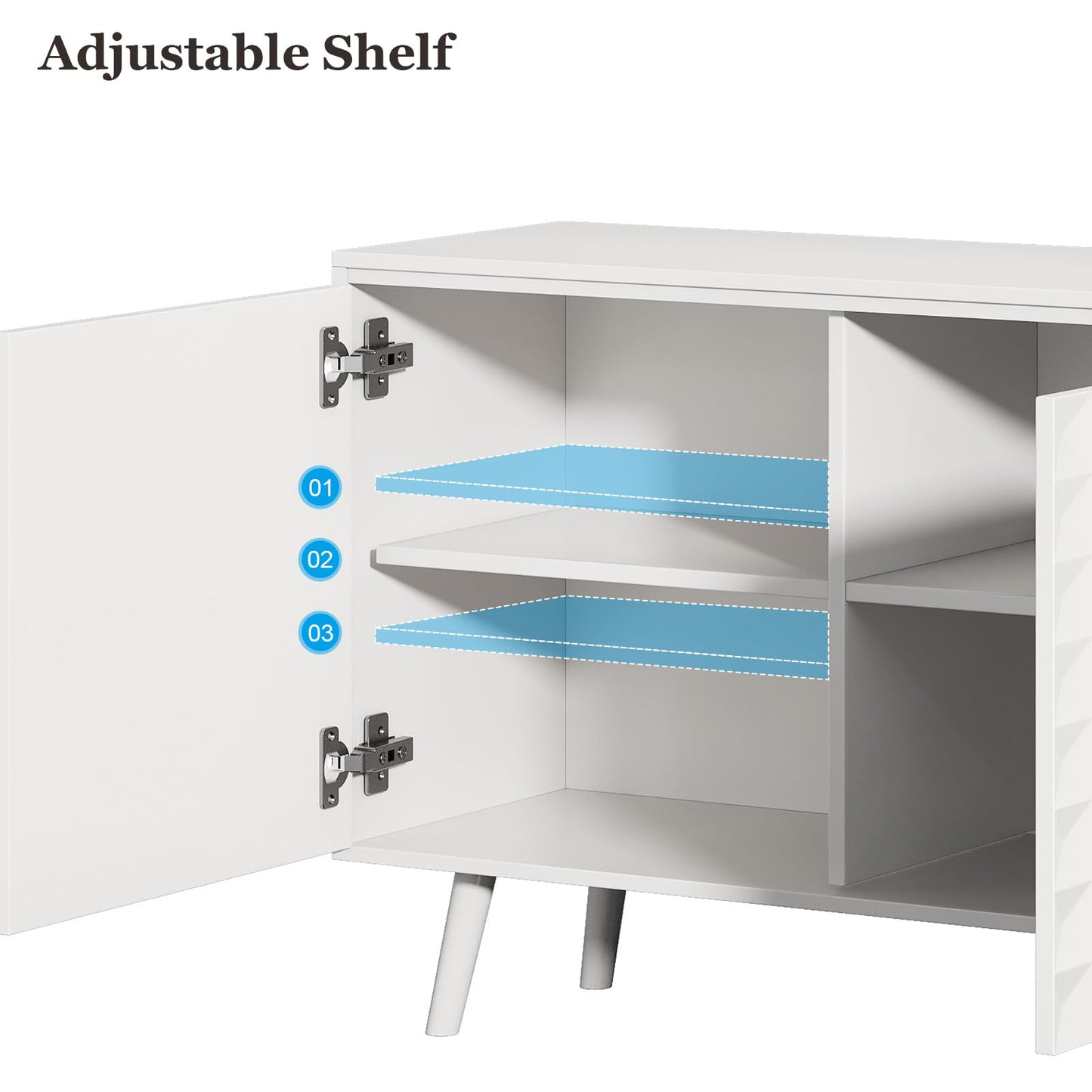 **59.8" Large Buffet Sideboard Cabinet with 2 Doors and 3 Drawers, Diamond-Pattern Console with Adjustable Shelves for Kitchen or Dining Room**