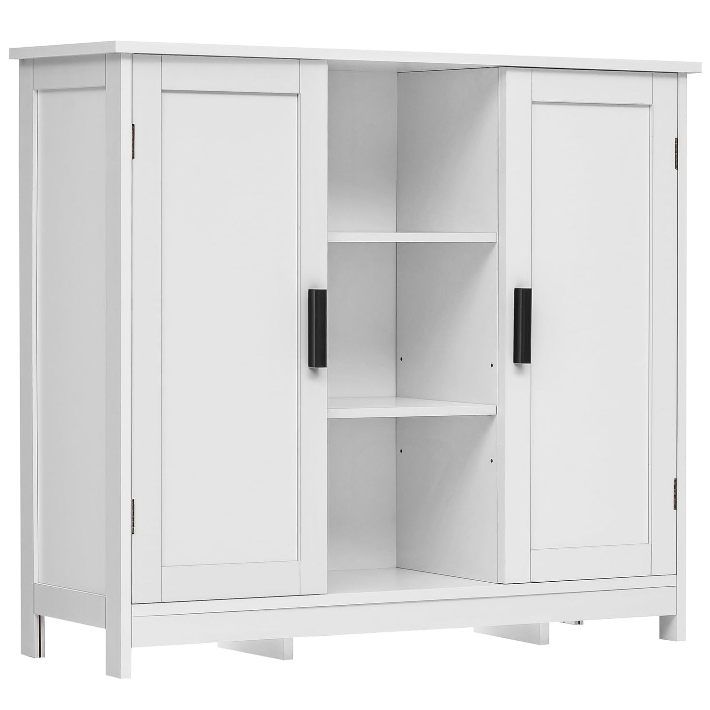 Storage Cabinet with 2 Doors and 4 Shelves, Credenza Buffet Cabinet for Living Room, Entryway, or Home Office, White