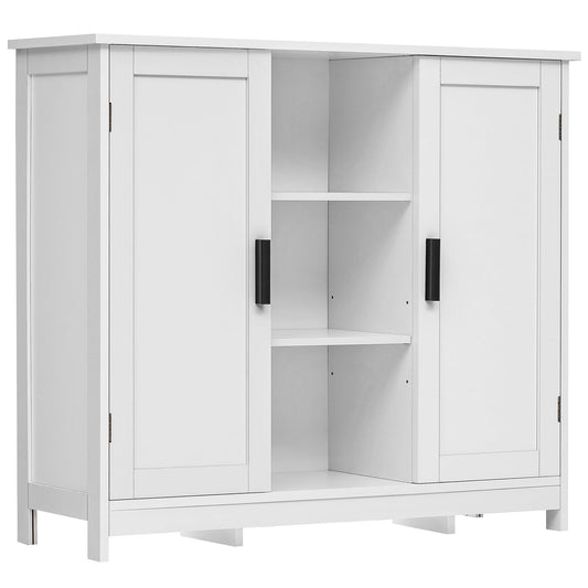 Storage Cabinet with 2 Doors and 4 Shelves, Credenza Buffet Cabinet for Living Room, Entryway, or Home Office, White