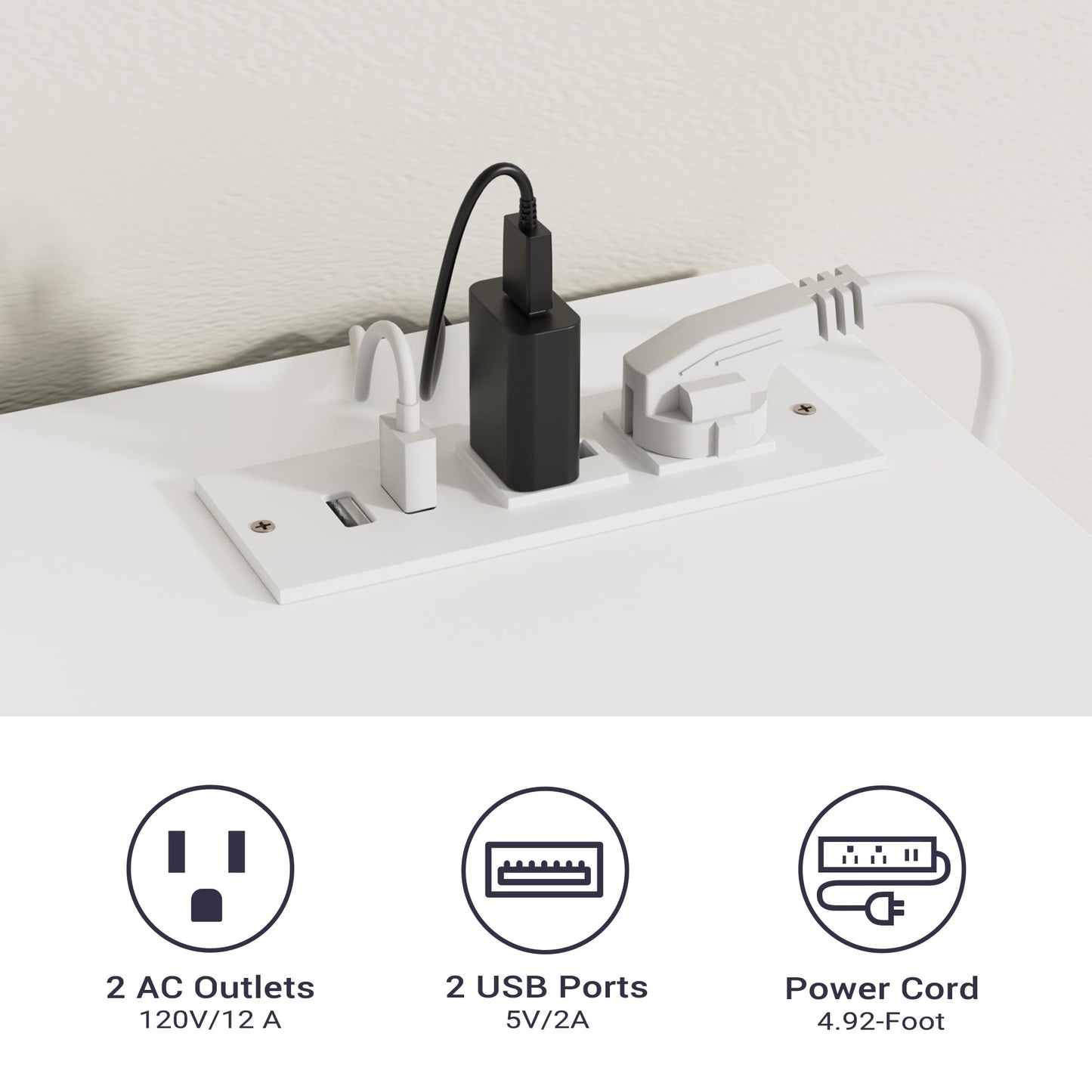 High Gloss Buffet Cabinet with LED Lights and Charging Station, Modern Handleless Sideboard Coffee Bar with 3 Doors for Living Room or Entryway, White