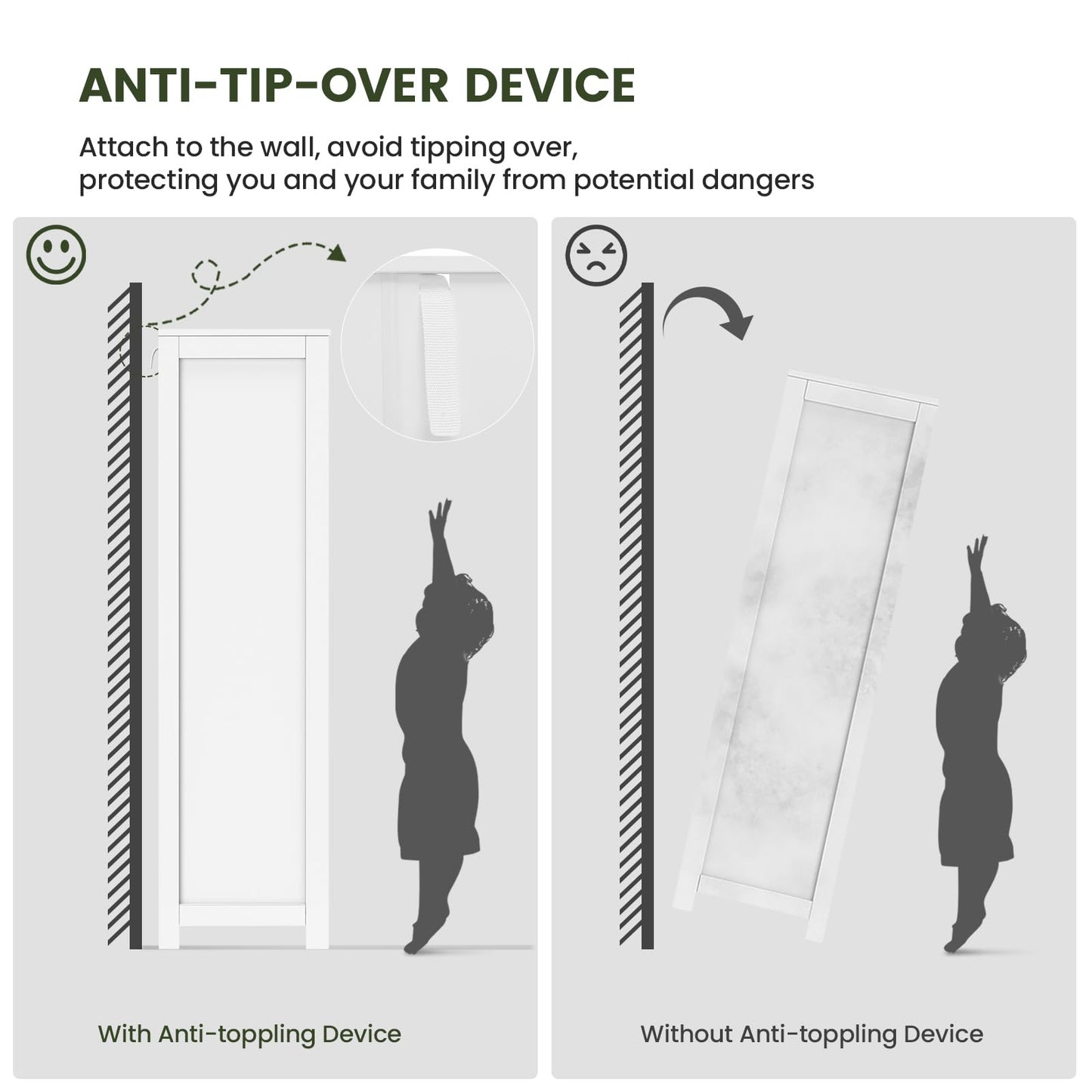 Storage Cabinet with 2 Doors and 4 Shelves, Credenza Buffet Cabinet for Living Room, Entryway, or Home Office, White