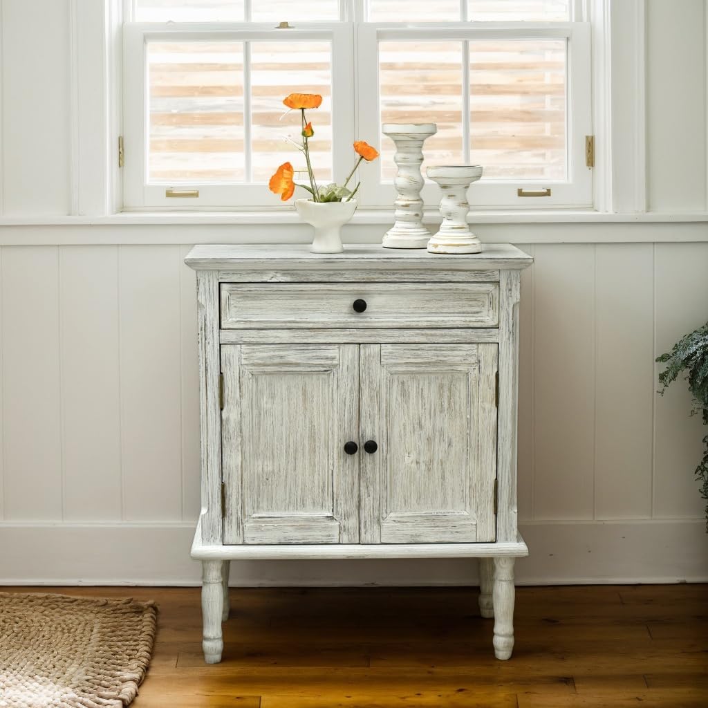 **Storage Cabinet, Coffee Bar Buffet Sideboard with Doors and Drawers, Modern Buffet Cabinet Storage Table for Kitchen, Dining Room, Entryway, and Living Room, Wash White**