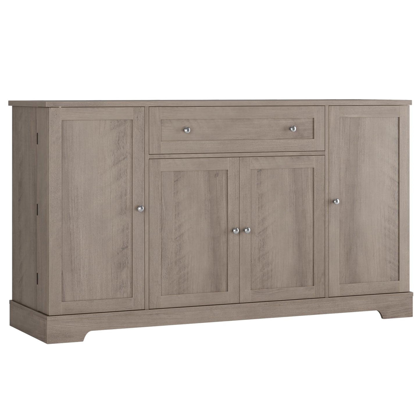 **HITHOS 54" Modern Buffet Cabinet with Storage, Ash Grey Kitchen Sideboard with Drawer, Wood Coffee Bar Station with Adjustable Shelves for Living Room**