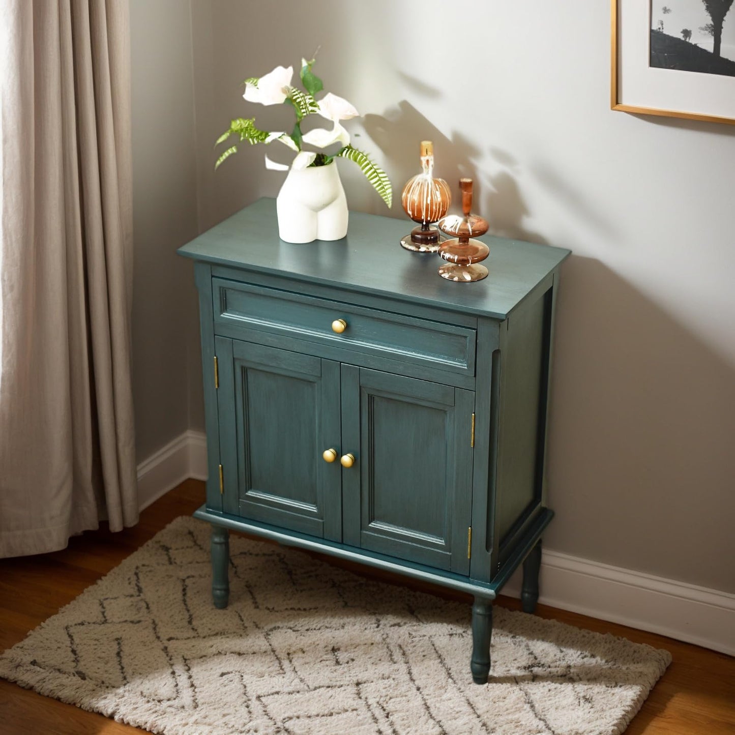 **Storage Cabinet, Coffee Bar Buffet Sideboard with Doors and Drawers, Modern Buffet Cabinet Storage Table for Kitchen, Dining Room, Entryway, and Living Room, Navy Blue**