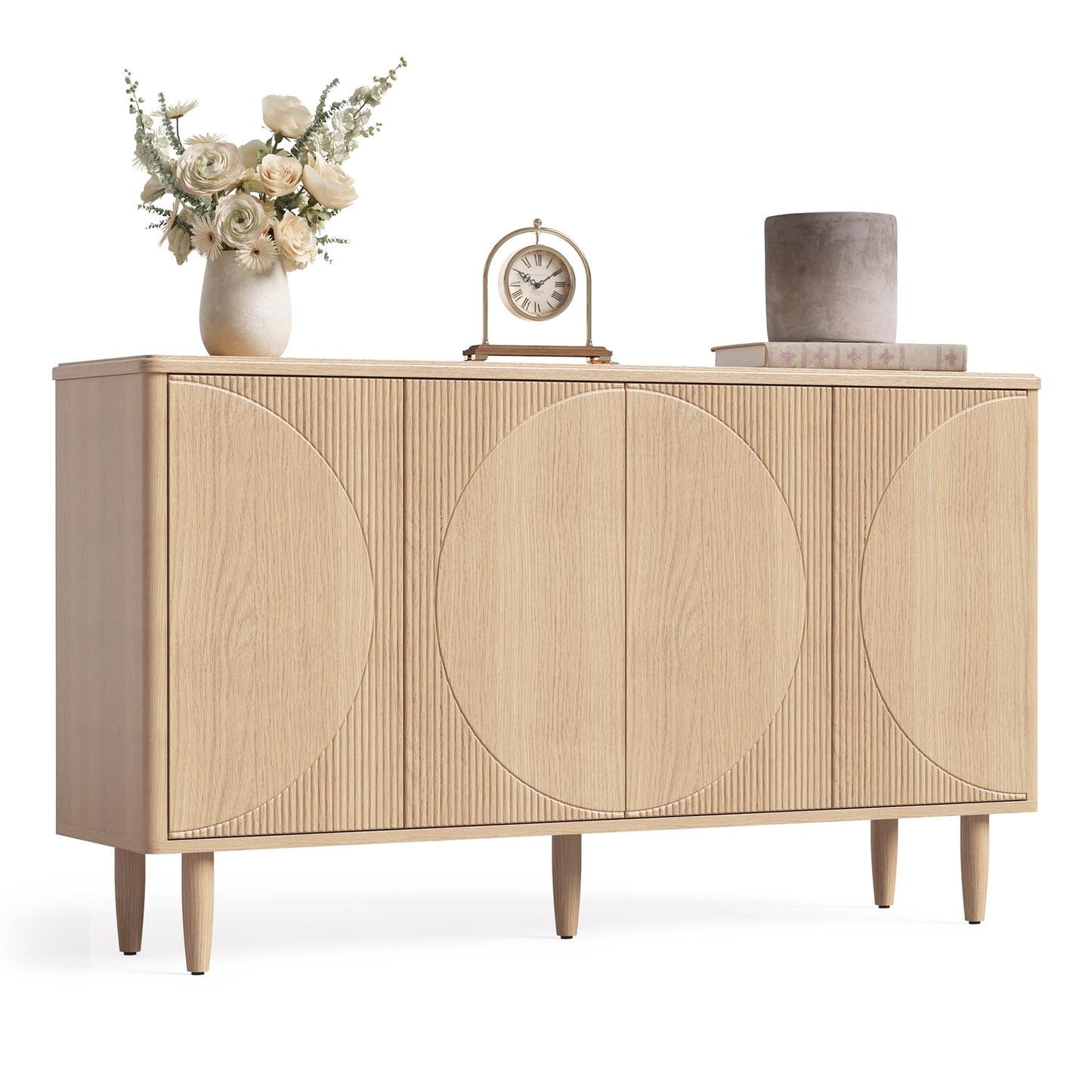 **LITTLE TREE 59" Buffet Cabinet Sideboard with Storage, Modern Sideboard Buffet Table with Doors for Living Room and Dining Room**