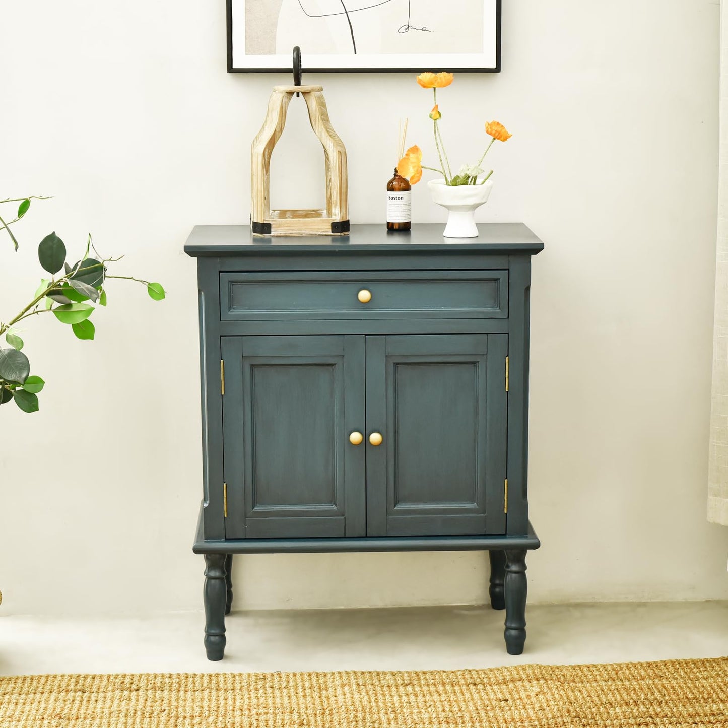 **Storage Cabinet, Coffee Bar Buffet Sideboard with Doors and Drawers, Modern Buffet Cabinet Storage Table for Kitchen, Dining Room, Entryway, and Living Room, Navy Blue**