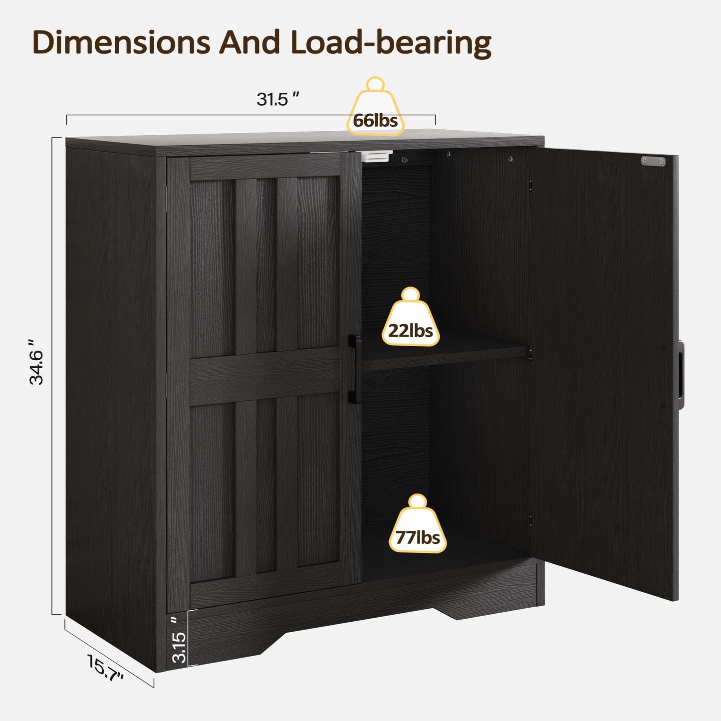 Modern Farmhouse Sideboard Buffet Cabinet, Small Modular Storage Console Table for Kitchen, Dining, Living Room, Entryway, or Hallway