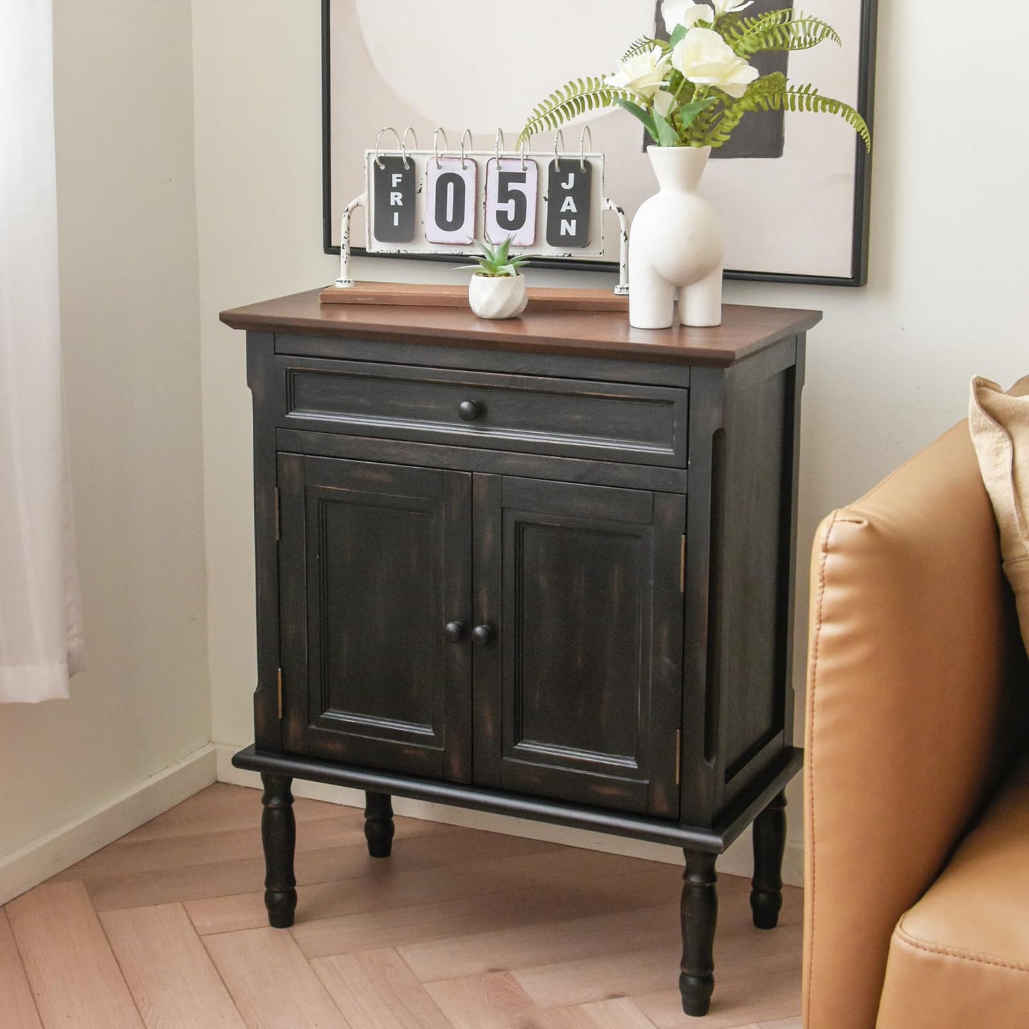 **Storage Cabinet, Coffee Bar Buffet Sideboard with Doors and Drawers, Modern Buffet Cabinet Storage Table for Kitchen, Dining Room, Entryway, and Living Room, Black**