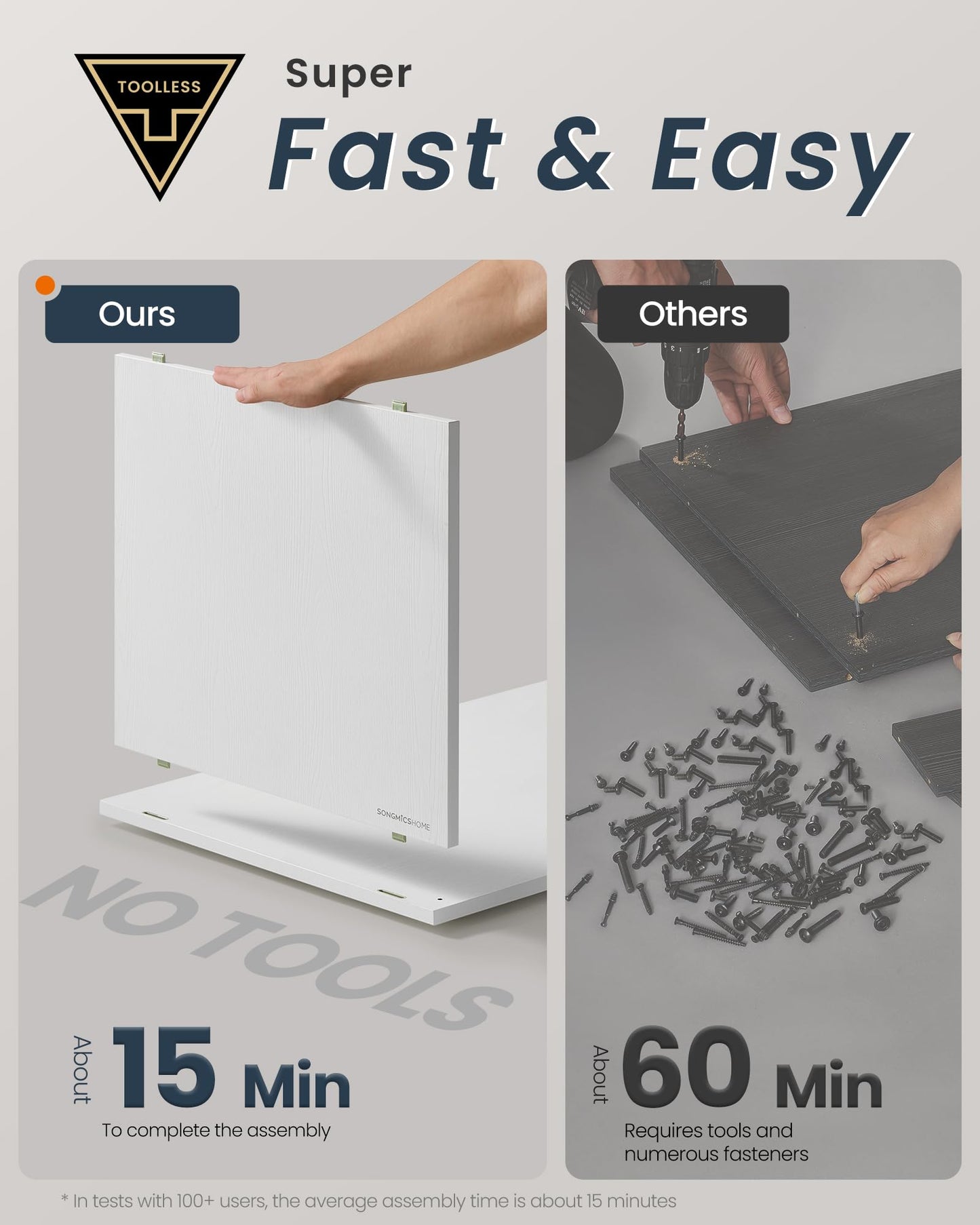 Set of 2 Storage Cabinets with Lighting and Glass Shelf, Superfast Toolless Assembly Accent Buffet Sideboards for Living Room, Snow White