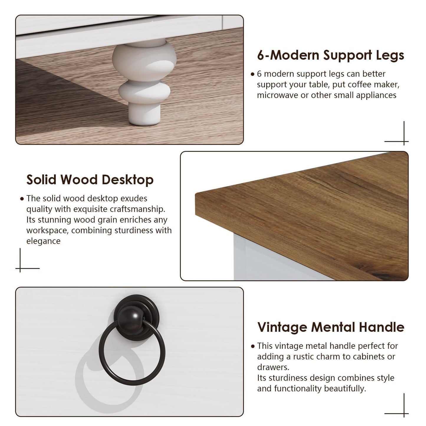 **55" Buffet Cabinet with Storage, Sideboard with 2 Drawers and 4 Doors, Modern Farmhouse Coffee Bar Cabinet, Wood Buffet Table for Kitchen or Dining Room, White**