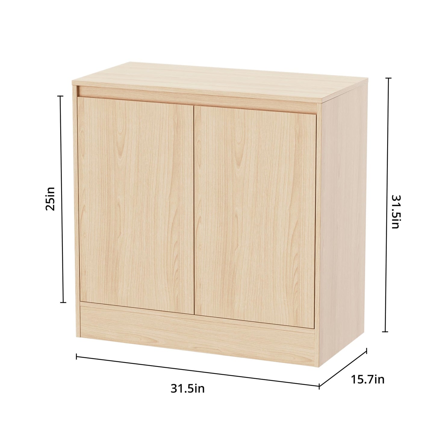 Set of 2 Oak Buffet Cabinets with 4 Doors and Adjustable Shelf, Modern Kitchen Sideboard Coffee Bar for Living Room or Kitchen