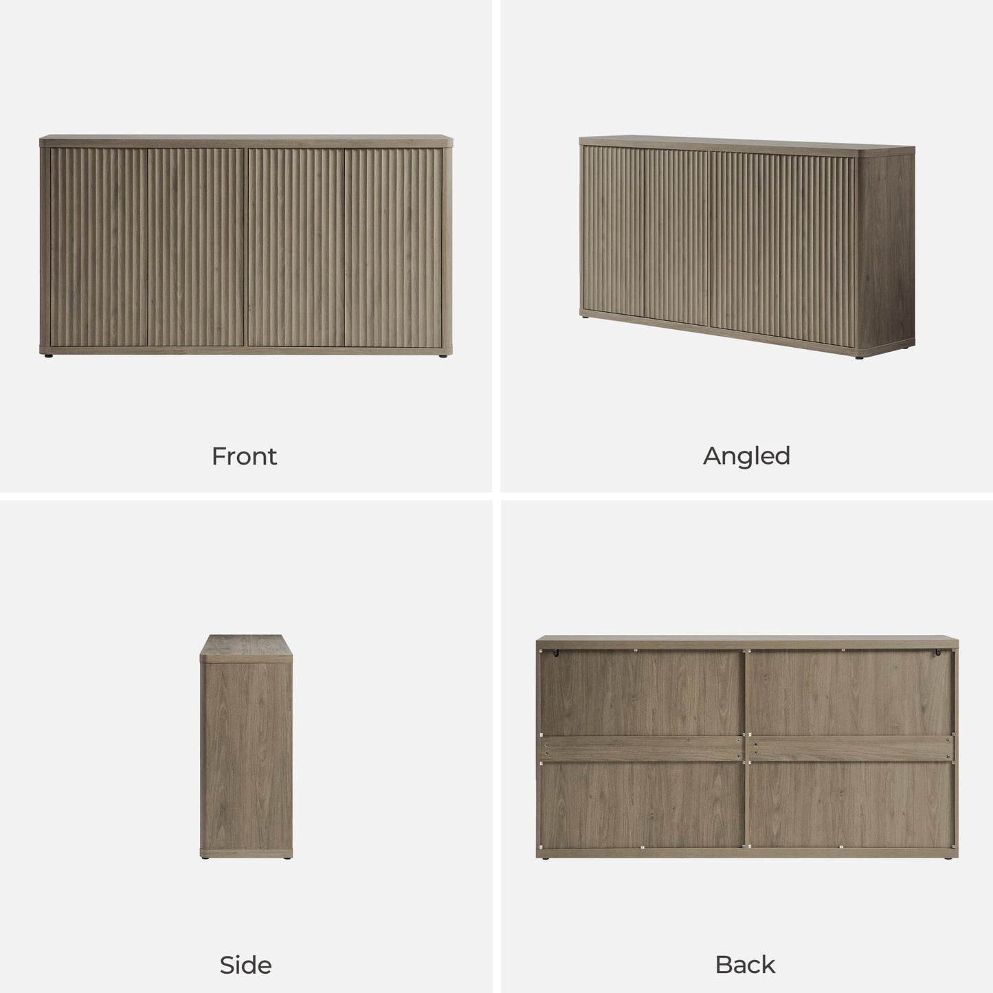 SICOTAS 66.3" Modern Fluted Buffet Cabinet with Storage, Accent Sideboard with 4 Doors, Wide Credenza Buffet Table Media Console Cabinet for Entryway, Kitchen, Dining Room, Living Room, or Hallway