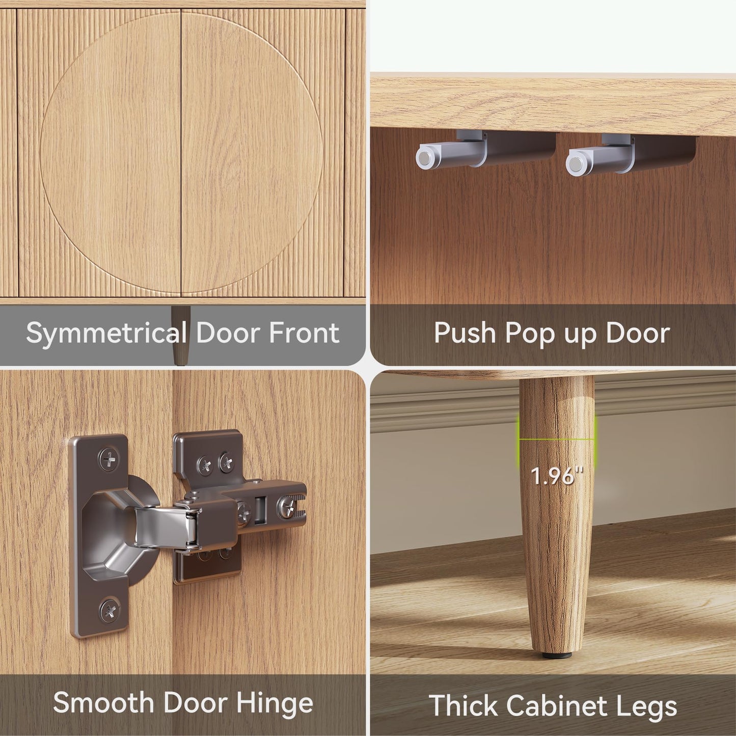 **LITTLE TREE 59" Buffet Cabinet Sideboard with Storage, Modern Sideboard Buffet Table with Doors for Living Room and Dining Room**