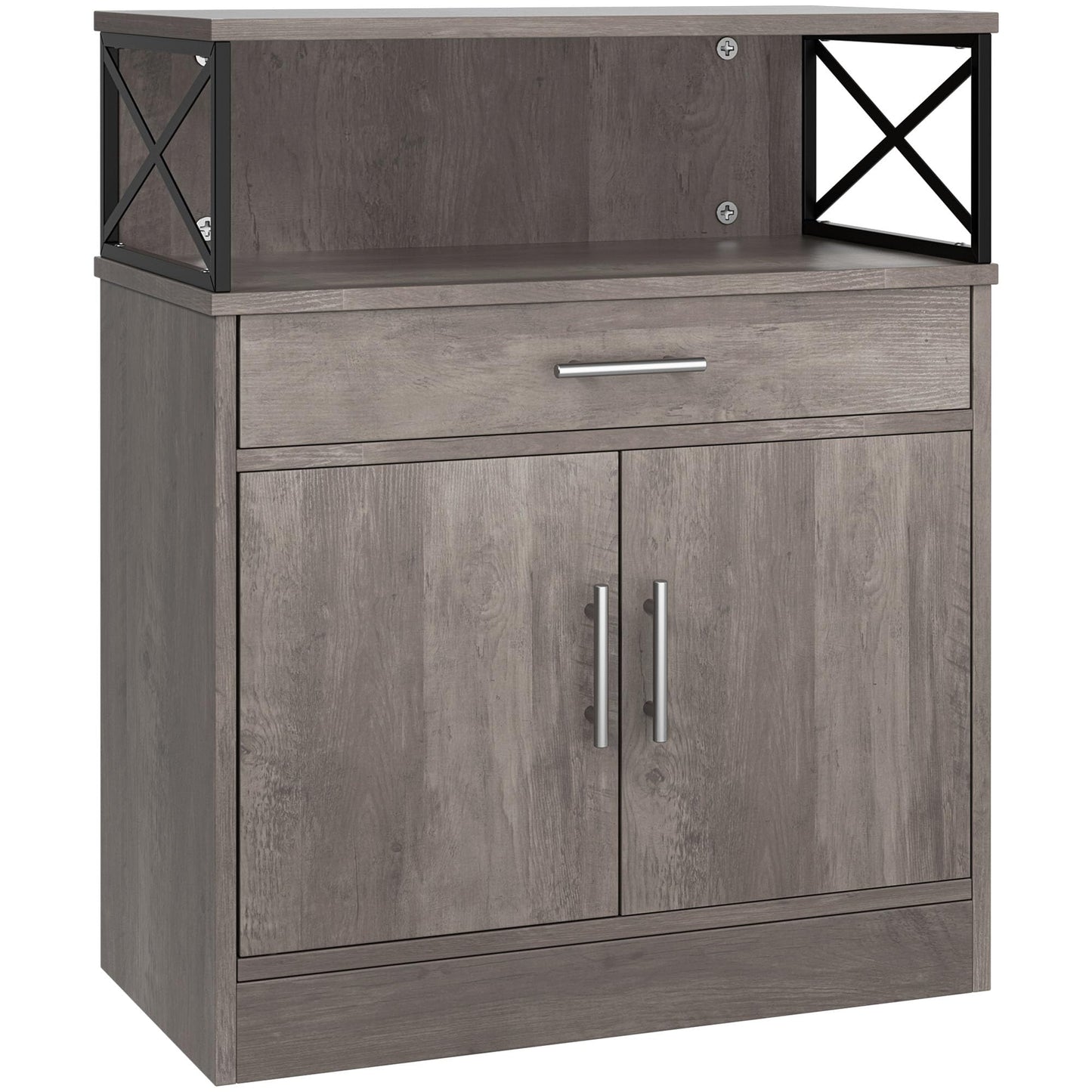 **Shintenchi Modern Kitchen Buffet Cabinet with Adjustable Shelf, Farmhouse Coffee Bar Storage Cabinet, Ash Grey**