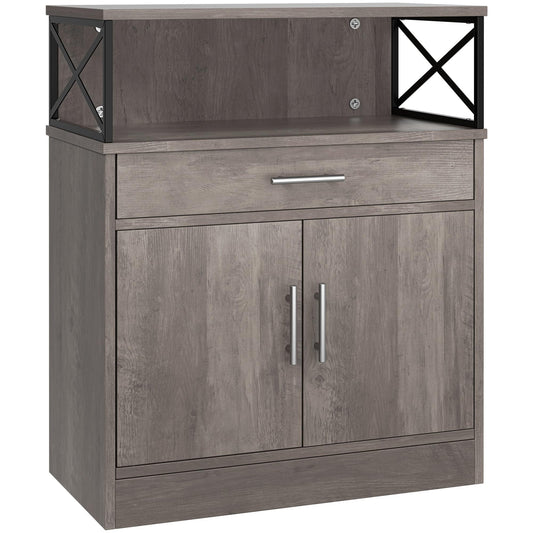**Shintenchi Modern Kitchen Buffet Cabinet with Adjustable Shelf, Farmhouse Coffee Bar Storage Cabinet, Ash Grey**