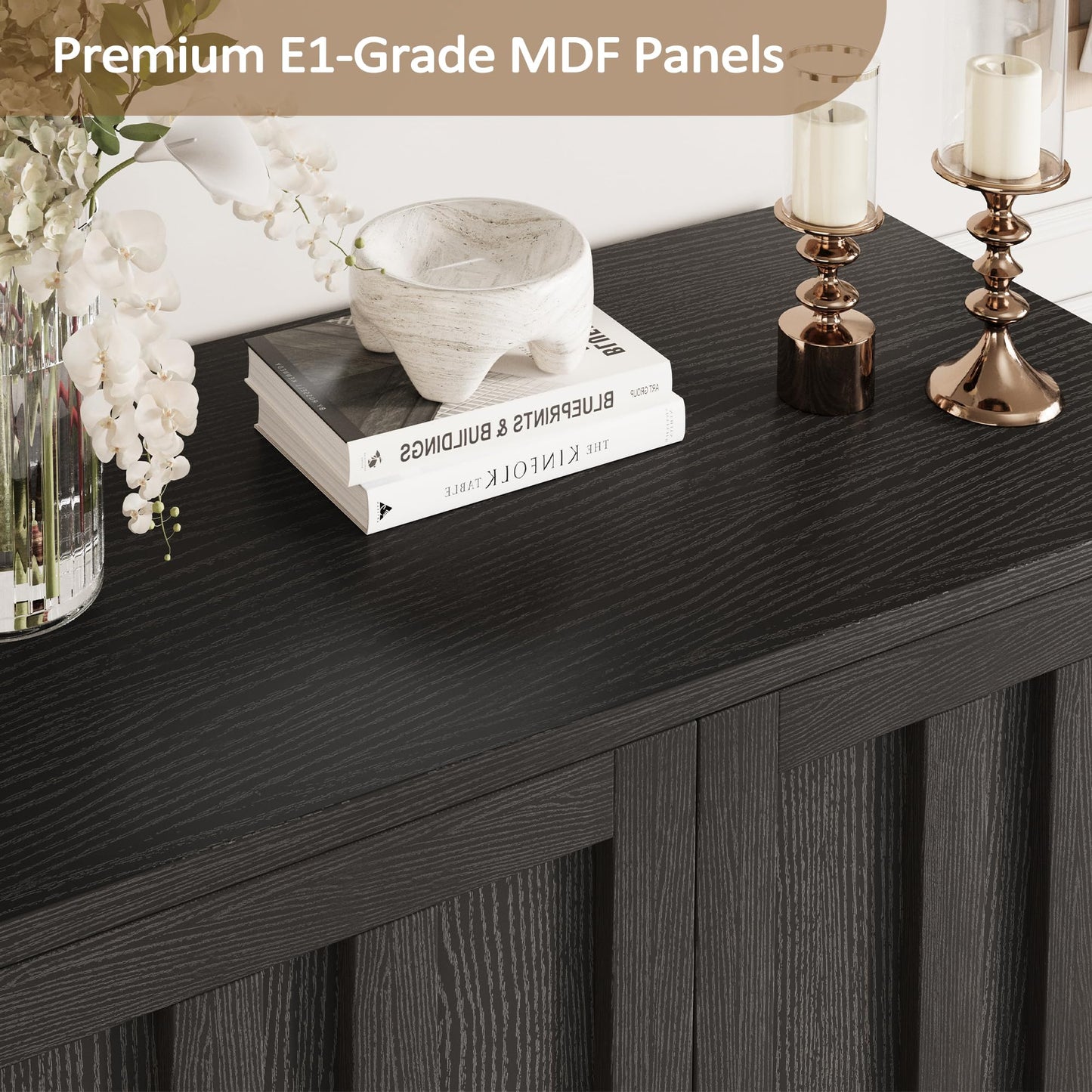 Modern Farmhouse Sideboard Buffet Cabinet, Small Modular Storage Console Table for Kitchen, Dining, Living Room, Entryway, or Hallway