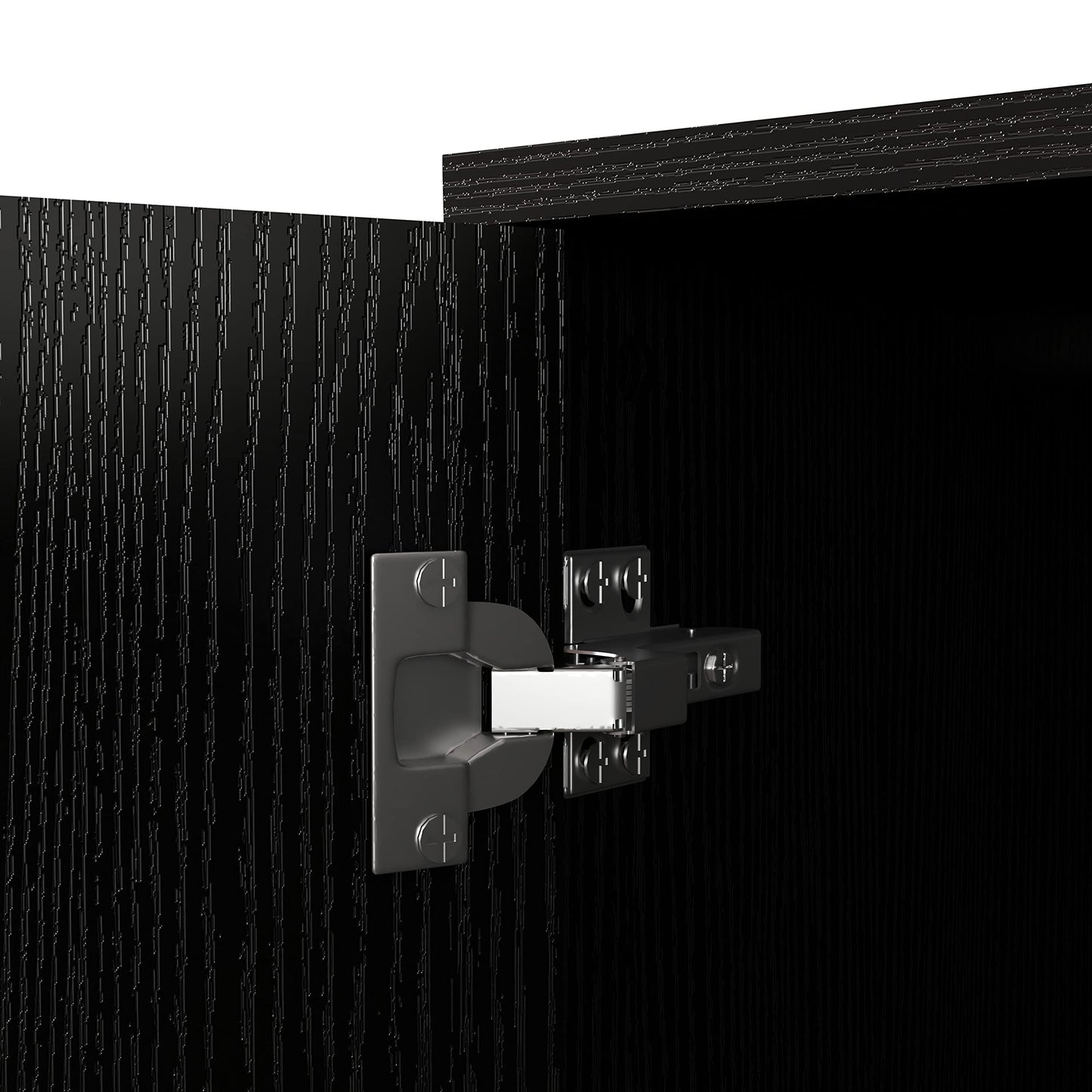 Black Sideboard Buffet Cabinet with 4 Doors, Kitchen and Living Room Storage Console Table