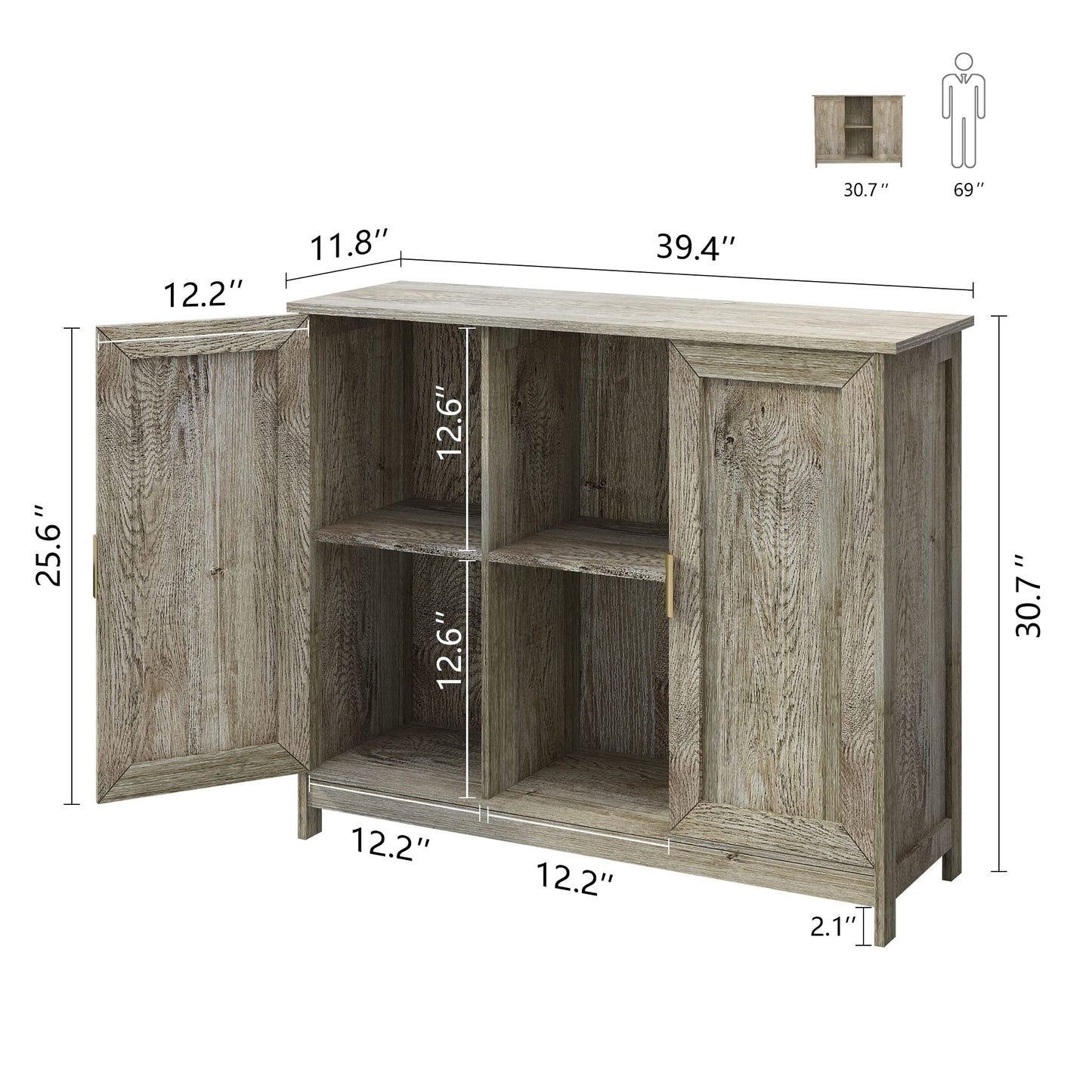 Farmhouse Buffet Cabinet with Storage, Entryway Sideboard Credenza, Narrow Console Table for Hallway