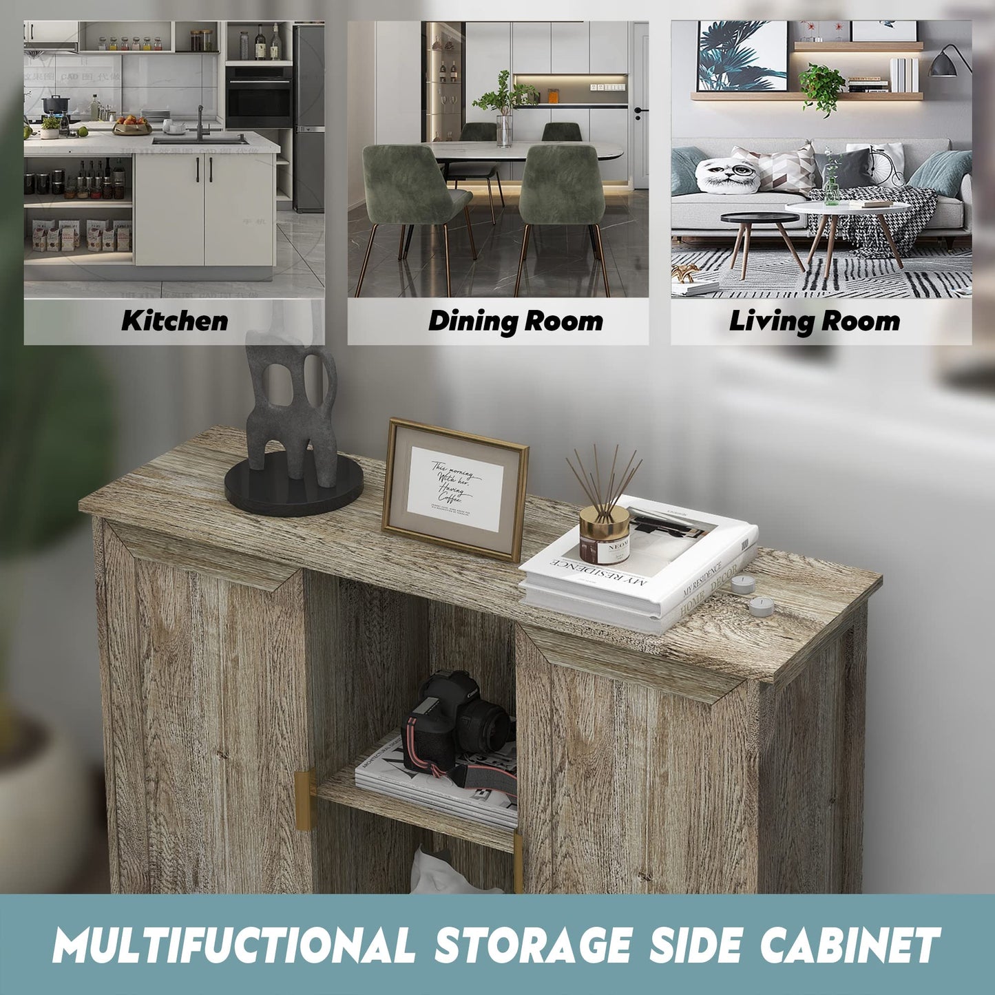 Farmhouse Buffet Cabinet with Storage, Entryway Sideboard Credenza, Narrow Console Table for Hallway