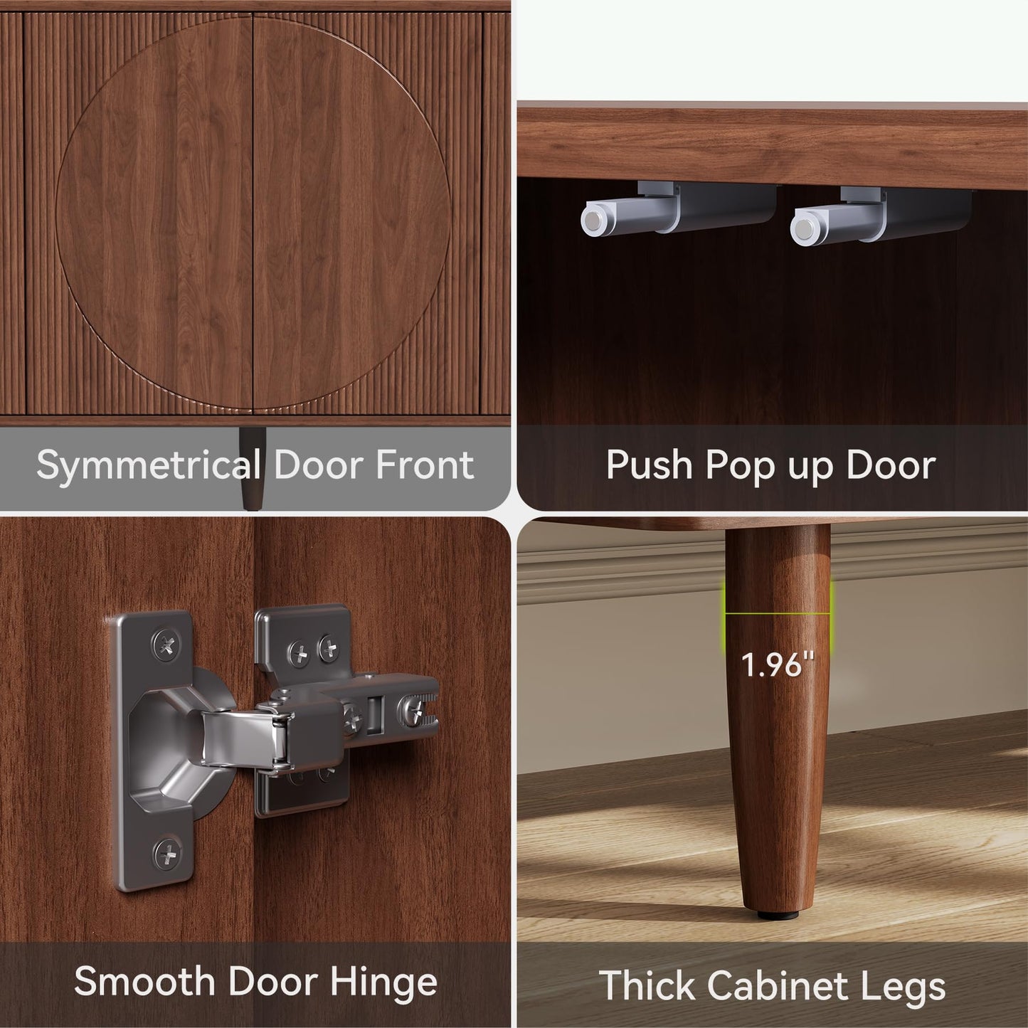LITTLE TREE 59-Inch Buffet Cabinet Sideboard with Storage, Modern Sideboard Buffet Table with Doors for Living Room, Dining Room (Walnut)