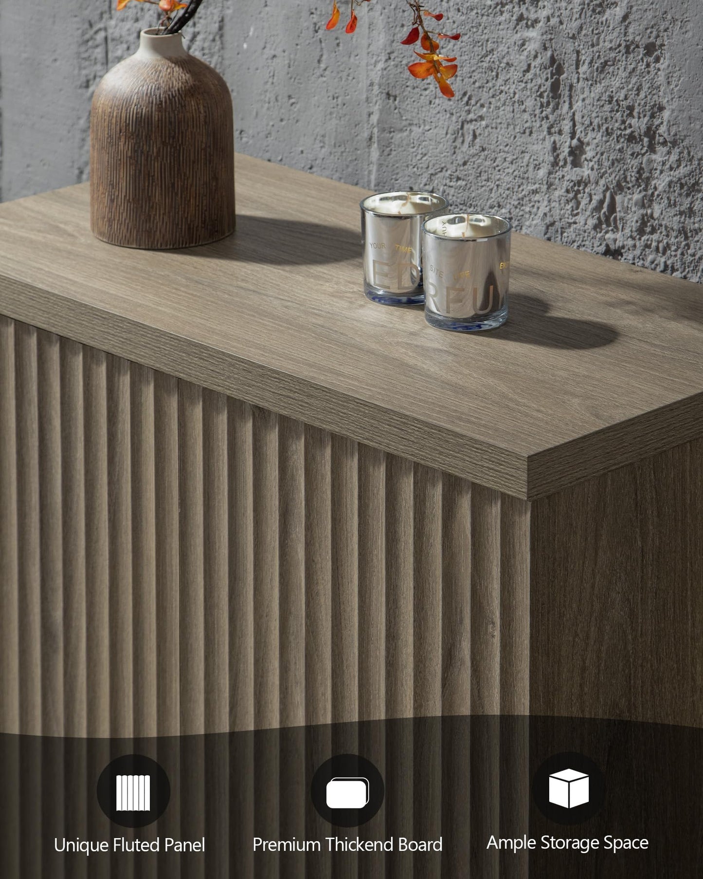 **SICOTAS 3-Piece Buffet Cabinet Set with Storage, Modern Fluted Sideboards and Credenzas with Doors & Shelves, Mid-Century Coffee Bar Media Console for Living Room, Kitchen, Dining Room, or Hallway**