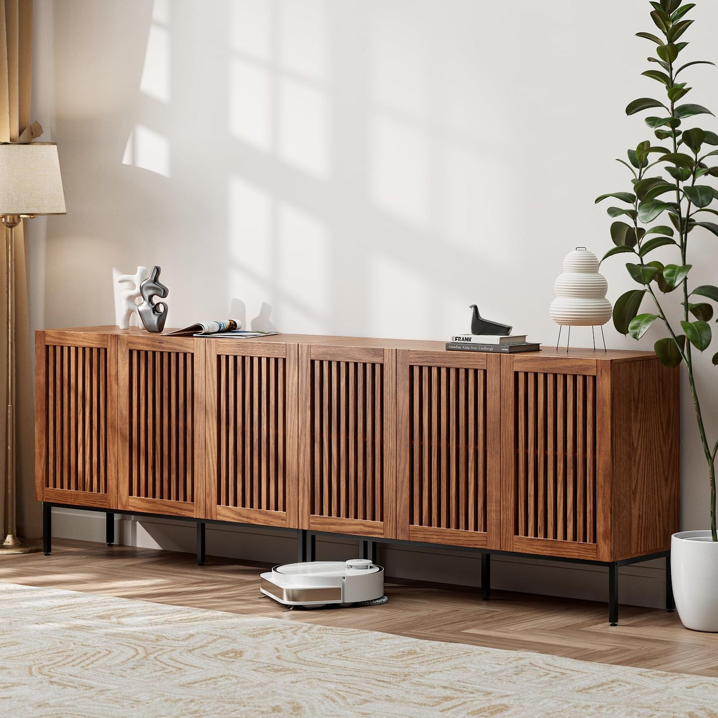 **Set of 2 Accent Storage Cabinets with 3 Doors and Adjustable Shelves, Freestanding Buffet Cabinets, Modern Sideboard Buffet Cabinets for Living Room, Dining Room, Kitchen, and Hallway**