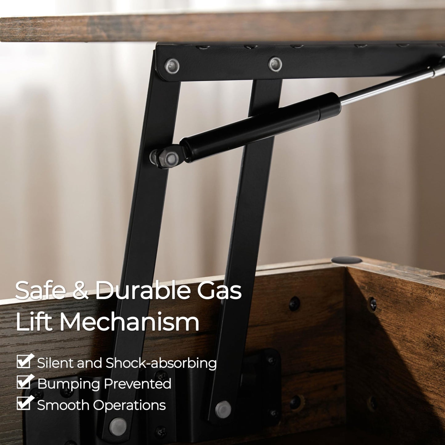 Yaheetech 47.5" Lift Top Coffee Table with Hidden Compartment & Storage Shelf – Rising Tabletop Convertible Dining Table for Living Room or Reception, Rustic Brown