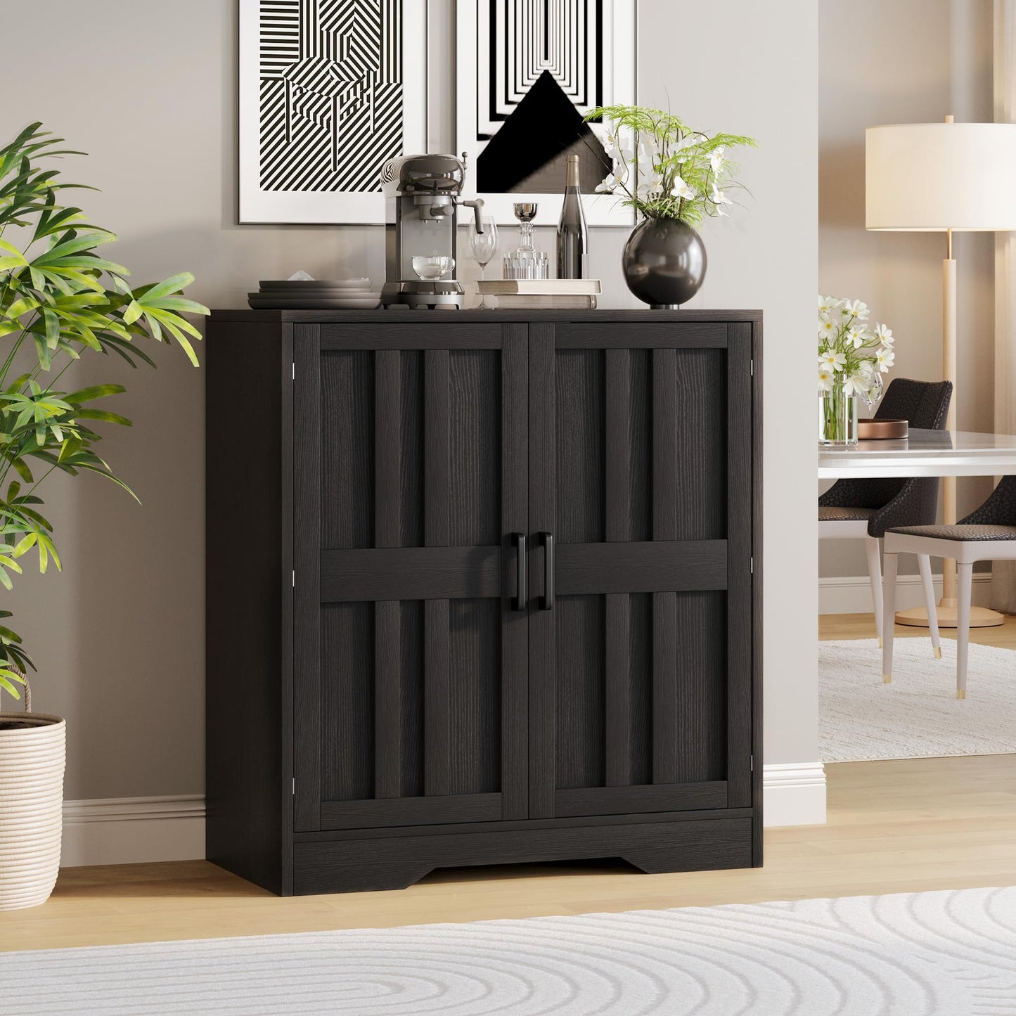 Modern Farmhouse Sideboard Buffet Cabinet, Small Modular Storage Console Table for Kitchen, Dining, Living Room, Entryway, or Hallway