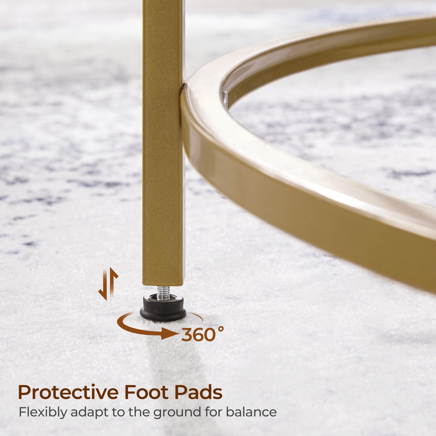 27.6" Round Glass Coffee Table with Gold Metal Frame for Living Room, Office, or Apartment