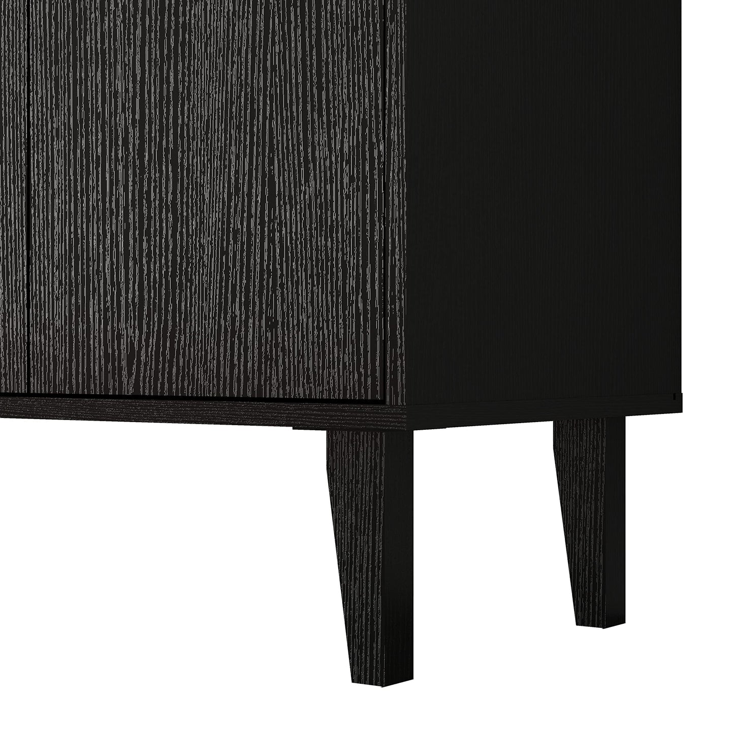 Black Sideboard Buffet Cabinet with 4 Doors, Kitchen and Living Room Storage Console Table
