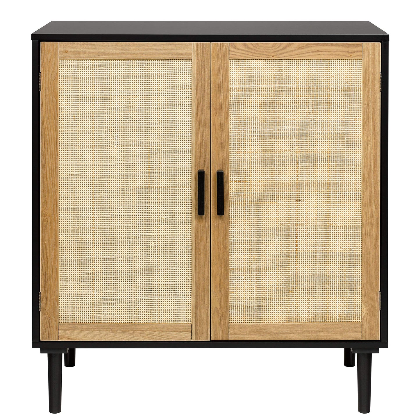 Sideboard Buffet Cabinet with Rattan Decorated Doors, Kitchen Storage Console Table and Liquor Buffet for Bar, Dining Room, or Hallway, 31.5" x 15.8" x 34.6"
